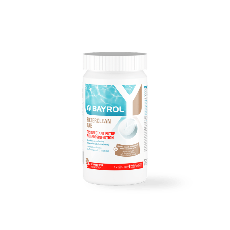 BAYROL Filterclean Tab 1 kg tablete de clor pentru dezinfectare dublă a filtrelor de nisip | Cutie (1 kg) 