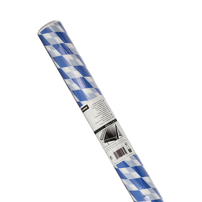 O rolă de față de masă Starpak, folie 20 m x 1 m „Albastru Bavarez” cu model de romb albastru-alb; prezentată oblic, eticheta este vizibilă jos. Marcă: Starpak.