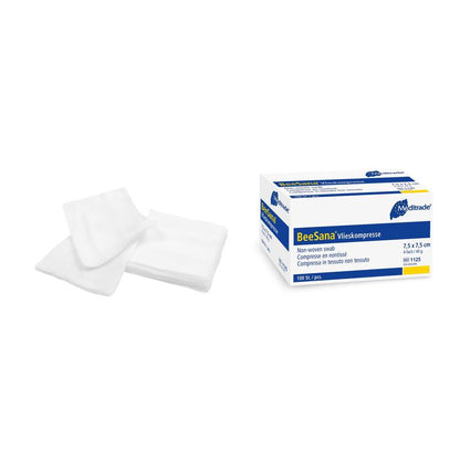 Compresa din lână BeeSana®, nesterilă, de 4 ori, 40 g, 7,5 x 7,5 cm | Pachet (100 bucăți)