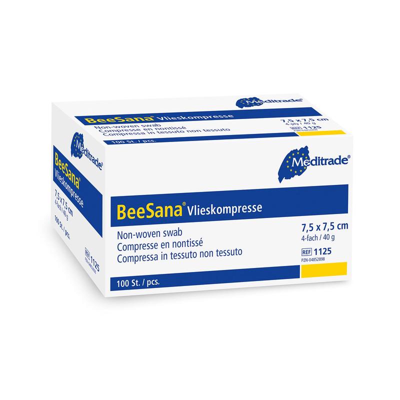 Compresa din lână BeeSana®, nesterilă, de 4 ori, 40 g, 7,5 x 7,5 cm | Pachet (100 bucăți)