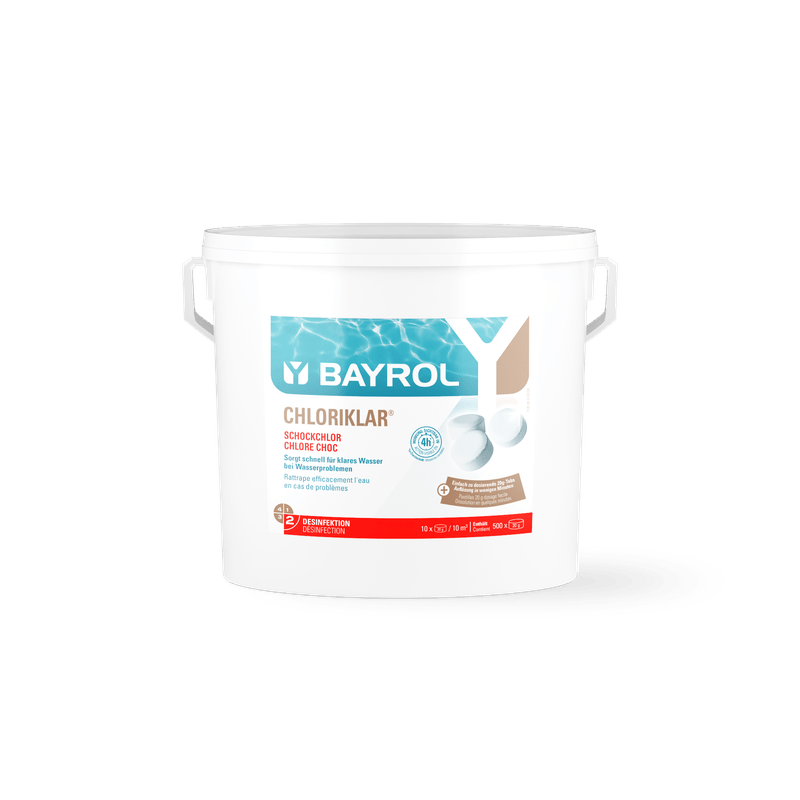 BAYROL Chloriklar® din acid tricloroizocianuric cu un conținut ridicat de clor activ