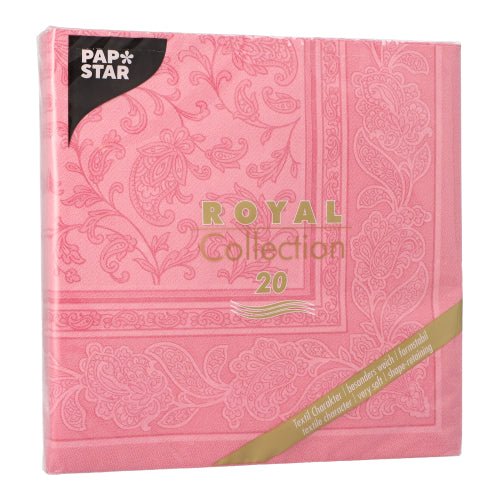 Un pachet de 20 PAPSTAR de șervețele "ROYAL Collection" 1/4-pliere (40x40 cm) de la PAPSTAR GmbH cu un model decorativ Paisley și scris auriu și alb - perfect pentru decorarea elegantă a oricărei mese.