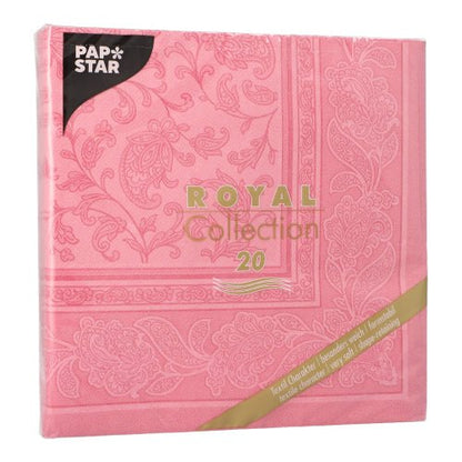 Un pachet de 20 PAPSTAR de șervețele "ROYAL Collection" 1/4-pliere (40x40 cm) de la PAPSTAR GmbH cu un model decorativ Paisley și scris auriu și alb - perfect pentru decorarea elegantă a oricărei mese.