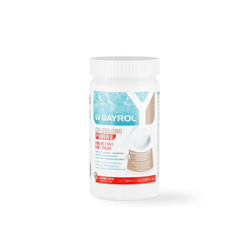 BAYROL Chlorilong® POWER 5 Tablete de clor cu 5 funcții cu dizolvare lentă