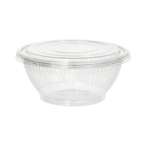 Capacele Starpak 50 pentru boluri de salată sunt capace transparente, rotunde din R-PET (Ø 18 cm, înălțime 1,5 cm) pentru depozitare sigură. Sunt livrate într-un pachet de 50 de bucăți și sunt ilustrate pe un fundal alb simplu.