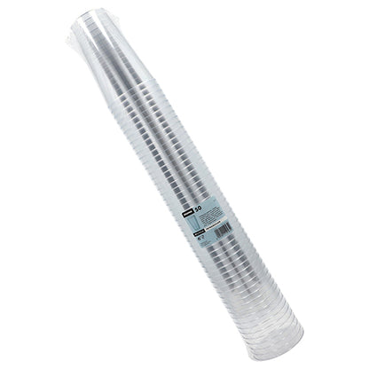 Un teanc de pahare de băut Starpak 50, PS transparente de unică folosință, este învelit într-un ambalaj din plastic cu o etichetă cu marca Starpak și informații despre produs.