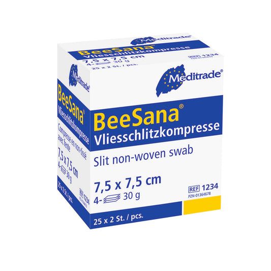 Compresa cu fante din lână BeeSana®, sterilă, de 4 ori