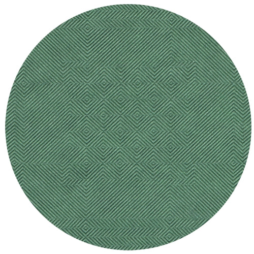 Fața de masă de hârtie rotundă, verde PAPSTAR cu embosare damasc (50 m x 1 m) de la PAPSTAR GmbH arată un model geometric cu linii diagonale și romburi pentru un efect 3D subtil - ideală pentru ocazii festive.