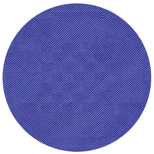 Fața de masă de hârtie cu embosare damasc (50 m x 1 m) de la PAPSTAR GmbH este o față de masă rotundă, violet, cu un model geometric din linii diagonale și forme de romb, care creează un efect de iluzie optică texturată.