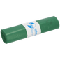Un rolă de saci de gunoi din plastic verde DEISS 12730 (575x1000 mm, 25 de bucăți) de la EMIL DEISS KG (GmbH + Co.), cu o etichetă alb-albastră cu text, logo și informații despre produs, care este înfășurată la mijloc.