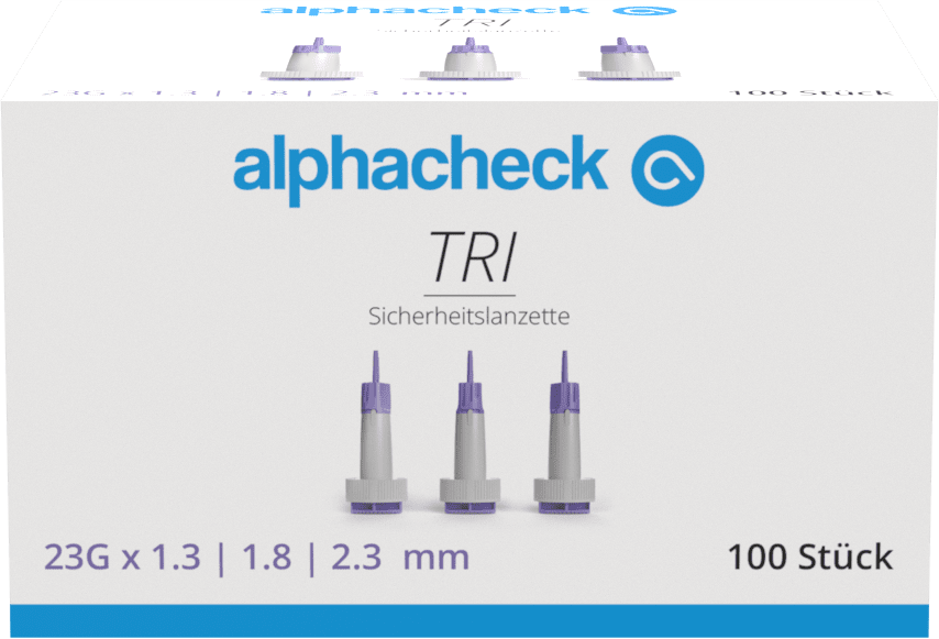 Lancete de siguranță Alphacheck TRI 23G | Pachet (100 bucăți)