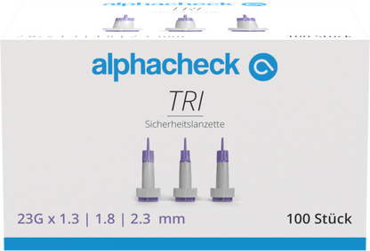 Lancete de siguranță Alphacheck TRI 23G | Pachet (100 bucăți)