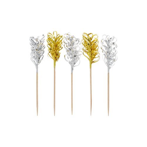 Aceasta PAPSTAR Set de decorațiuni „Frills” auriu/argintiu (10,5 cm, 30 de bucăți) de la PAPSTAR Produsele GmbH sunt decorate cu sclipici metalic festiv, în nuanțe de auriu și argintiu – ideale ca accesorii de petrecere sau decorațiuni de masă pentru sărbători, prezentate pe un fundal alb simplu.