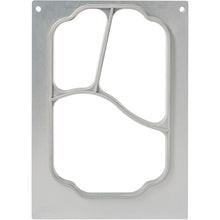 Die rechteckige Kassette DF10/20 der Duni GmbH für 3-Kammer-PP-Schalen (550/350/200 ml) hat einen Ausschnitt mit drei kleinen Oberteilen und einem größeren Unterteil sowie zwei kleine runde Löcher in den oberen Ecken.