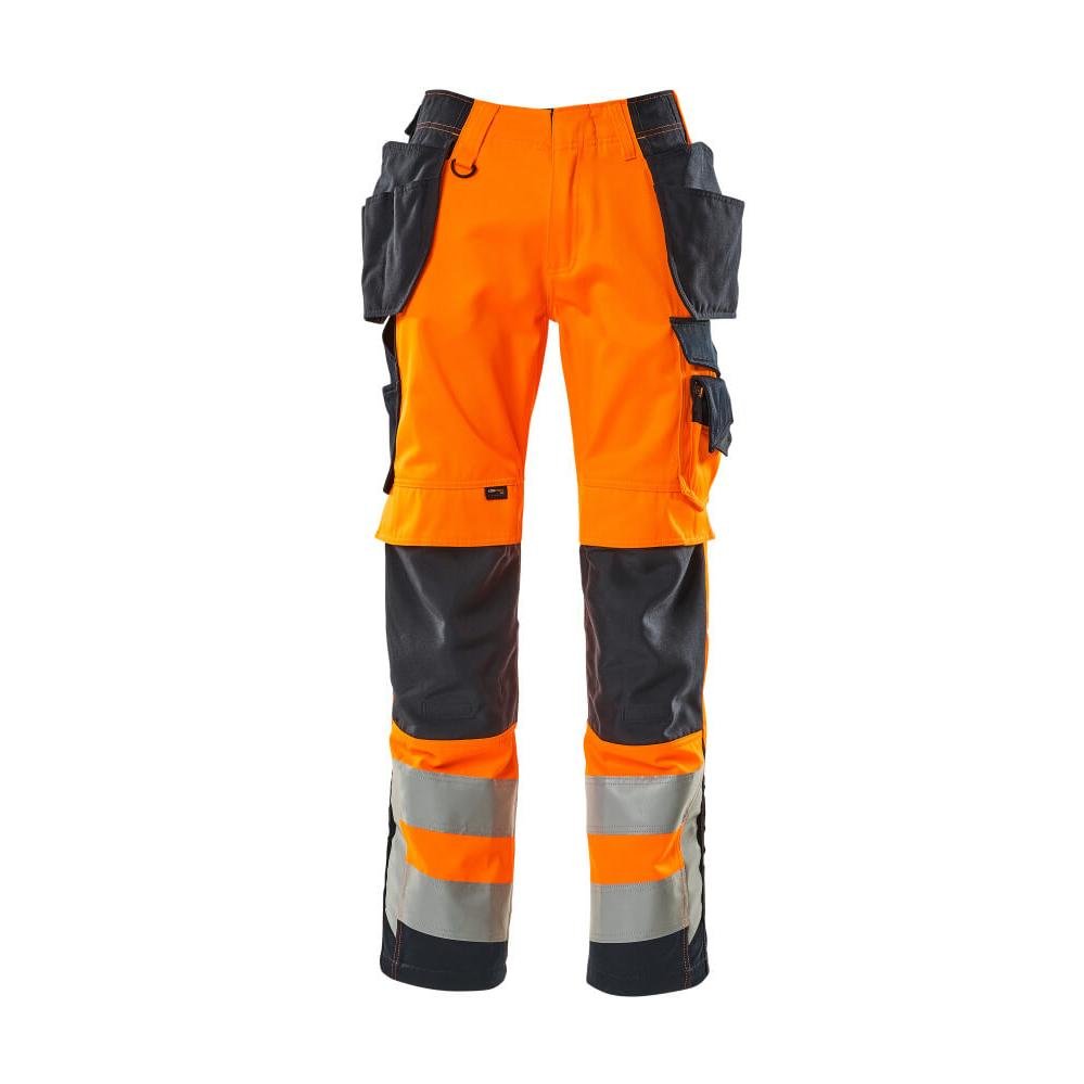Pantaloni de artizan MASCOT® Wigan, portocaliu/negru-albastru de mare vizibilitate