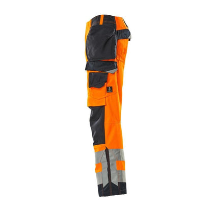 Pantaloni de artizan MASCOT® Wigan, portocaliu/negru-albastru de mare vizibilitate