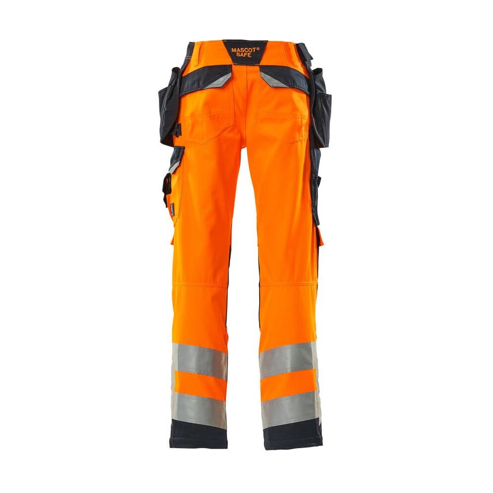 Pantaloni de artizan MASCOT® Wigan, portocaliu/negru-albastru de mare vizibilitate
