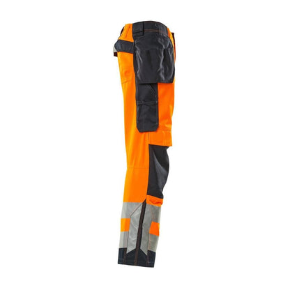 Pantaloni de artizan MASCOT® Wigan, portocaliu/negru-albastru de mare vizibilitate