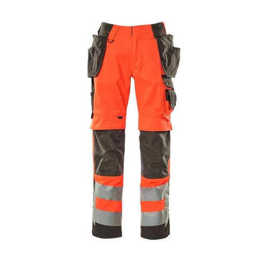 Pantaloni de artizan MASCOT® Wigan, roșu vizibil/antracit închis