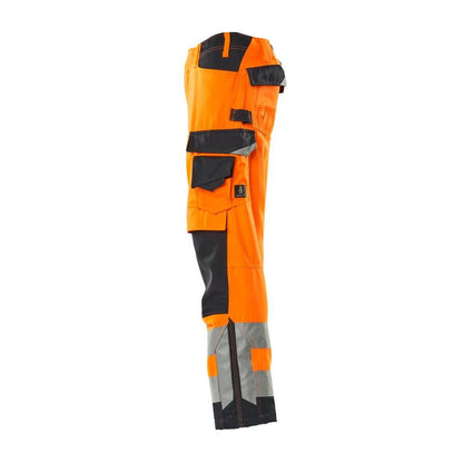 Pantaloni MASCOT® Kendal, portocaliu mare vizibilitate/negru-albastru