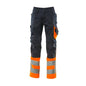 Pantaloni MASCOT® Leeds, negru albastru/portocaliu de mare vizibilitate