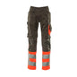 Pantaloni MASCOT® Leeds, antracit închis/roșu vizibil