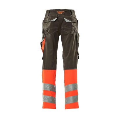 Pantaloni MASCOT® Leeds, antracit închis/roșu vizibil