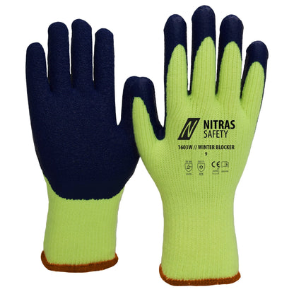 NITRAS WINTER BLOCKER, mănuși de iarnă, galben neon/albastru