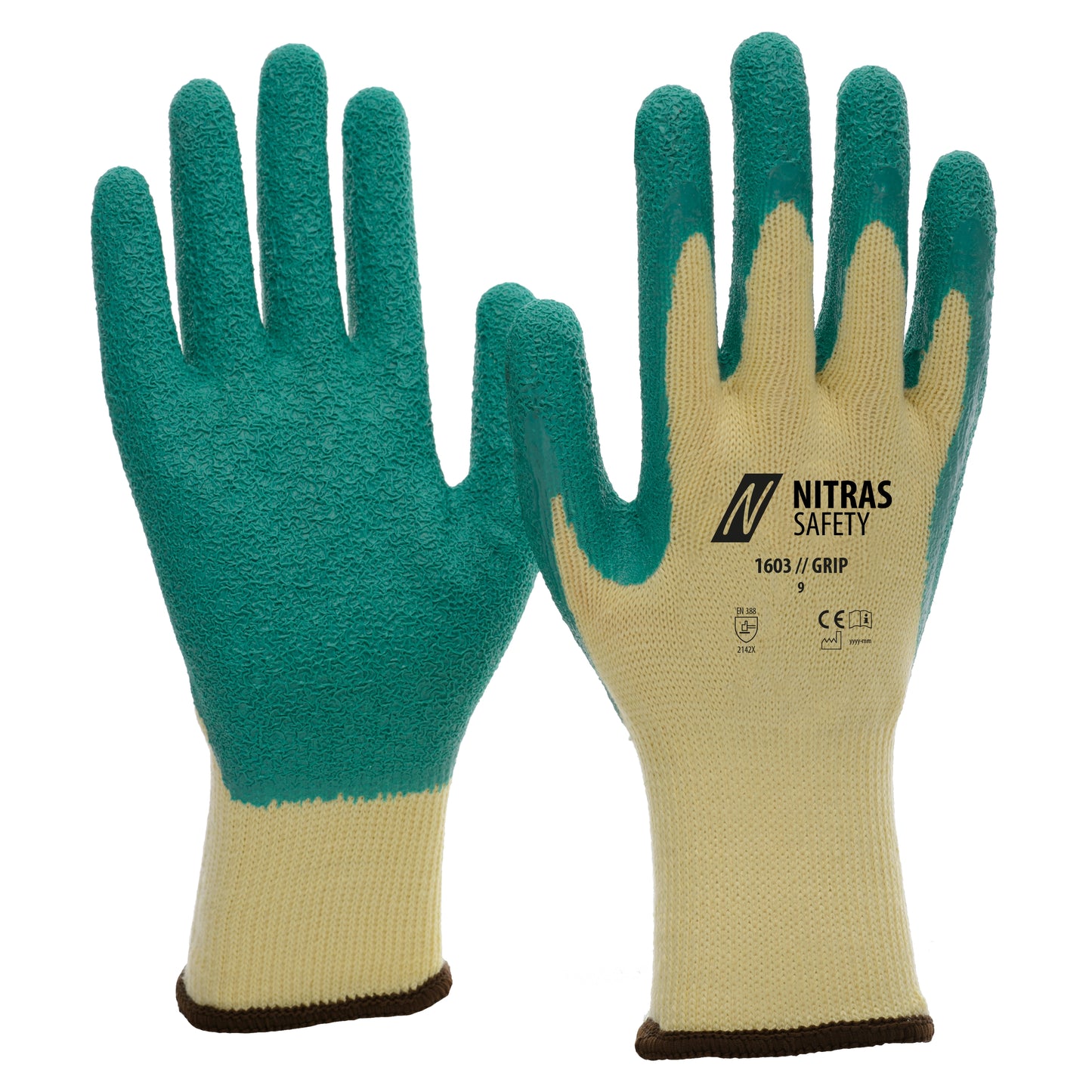 NITRAS GRIP, manusi din latex, galben/verde