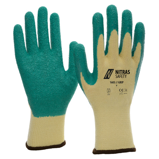 NITRAS GRIP, manusi din latex, galben/verde