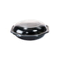 Un Octabowl® negru (Duni GmbH, C&C Pachet cu 149865) recipient de preluare în PS Negru/Transparent, 190x190x71mm, cu capac bombat și mânere laterale mici - ideal pentru industria alimentară sau utilizarea zilnică. Pachet: 20 de bucăți. Reprezentat pe fundal alb.