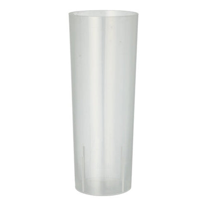 Paharul reutilizabil Starpak 10 pentru long drinks de la marca Starpak este gol și așezat vertical pe un fundal alb simplu – paharul cilindric din plastic ecologic este perfect pentru long drinks.