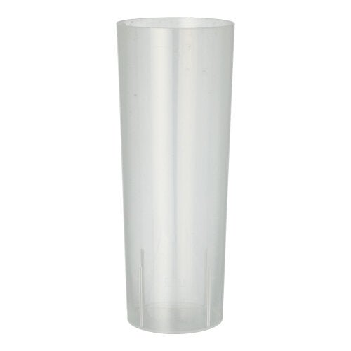 Paharul reutilizabil Starpak 10 pentru băuturi lungi, marca Starpak, este gol și așezat în poziție verticală pe un fundal alb simplu – acest pahar cilindric din plastic, ecologic, este perfect pentru băuturile lungi.