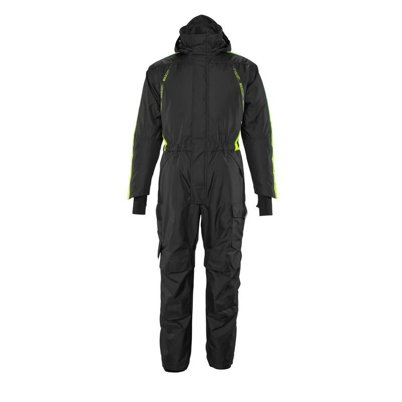 Salopetă cu buzunare pentru genunchi, combinație ușoară de iarnă, negru/galben hi-vis