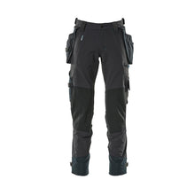 Pantaloni cu buzunare suspendate, pantaloni stretch, negru-albastru