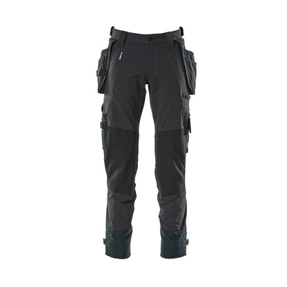 Pantaloni cu buzunare suspendate, pantaloni stretch, negru-albastru