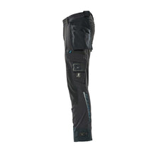 Pantaloni cu buzunare suspendate, pantaloni stretch, negru-albastru