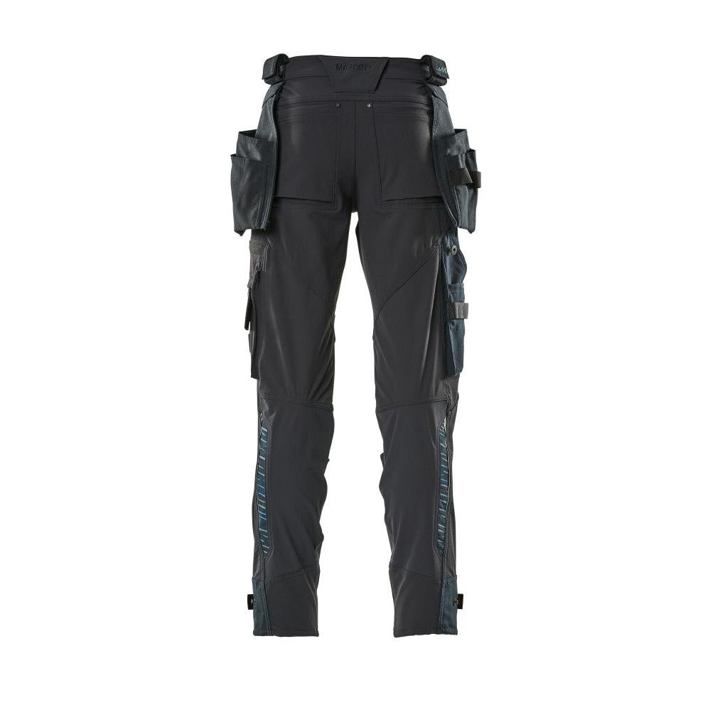 Pantaloni cu buzunare suspendate, pantaloni stretch, negru-albastru