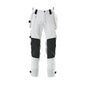 Pantaloni cu buzunare suspendate, pantaloni stretch, alb