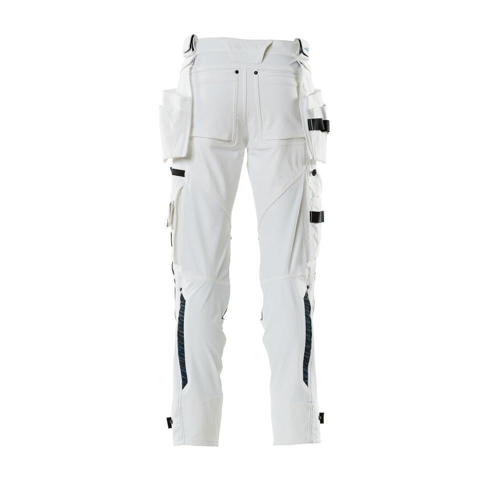 Pantaloni cu buzunare suspendate, pantaloni stretch, alb