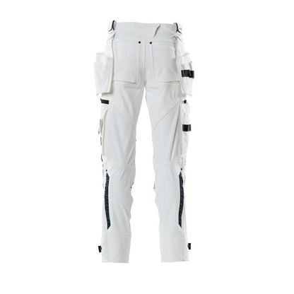 Pantaloni cu buzunare suspendate, pantaloni stretch, alb