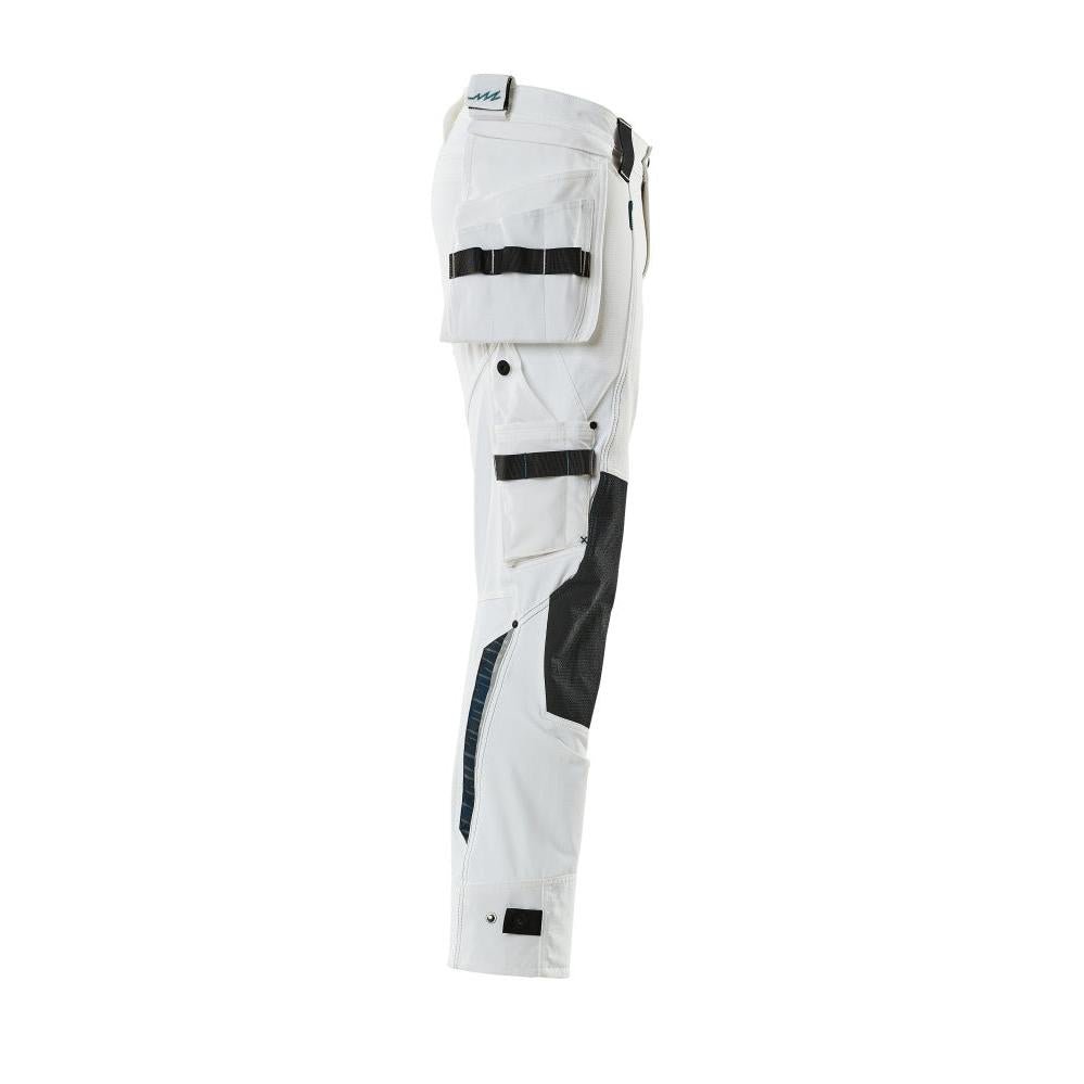 Pantaloni cu buzunare suspendate, pantaloni stretch, alb