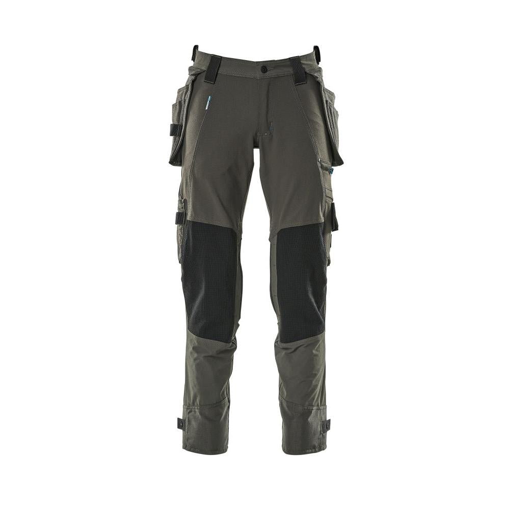 Pantaloni cu buzunare suspendate, pantaloni stretch, antracit închis