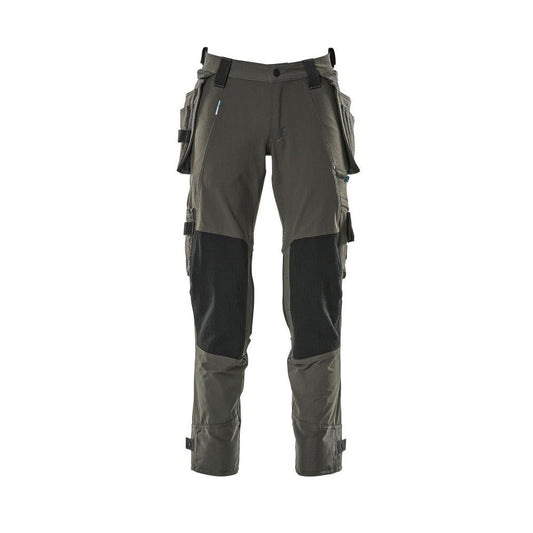 Pantaloni cu buzunare suspendate, pantaloni stretch, antracit închis