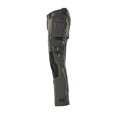 Pantaloni cu buzunare suspendate, pantaloni stretch, antracit închis