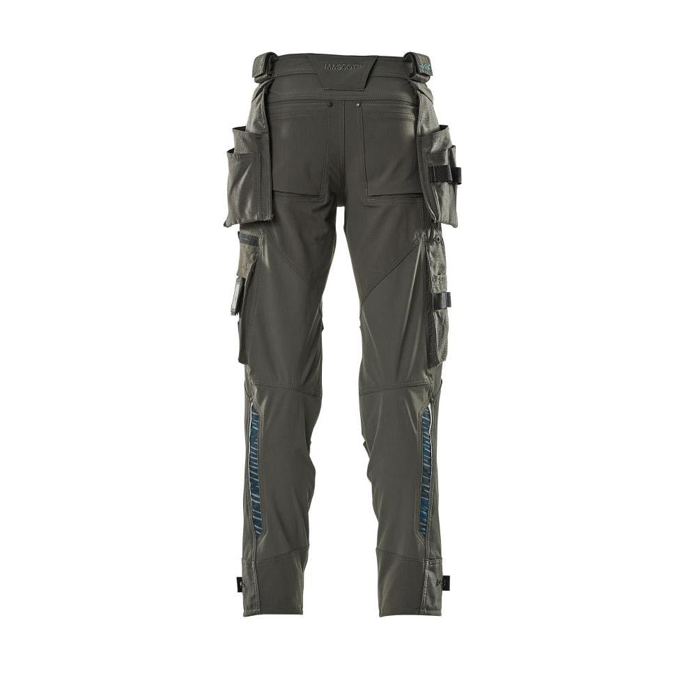 Pantaloni cu buzunare suspendate, pantaloni stretch, antracit închis