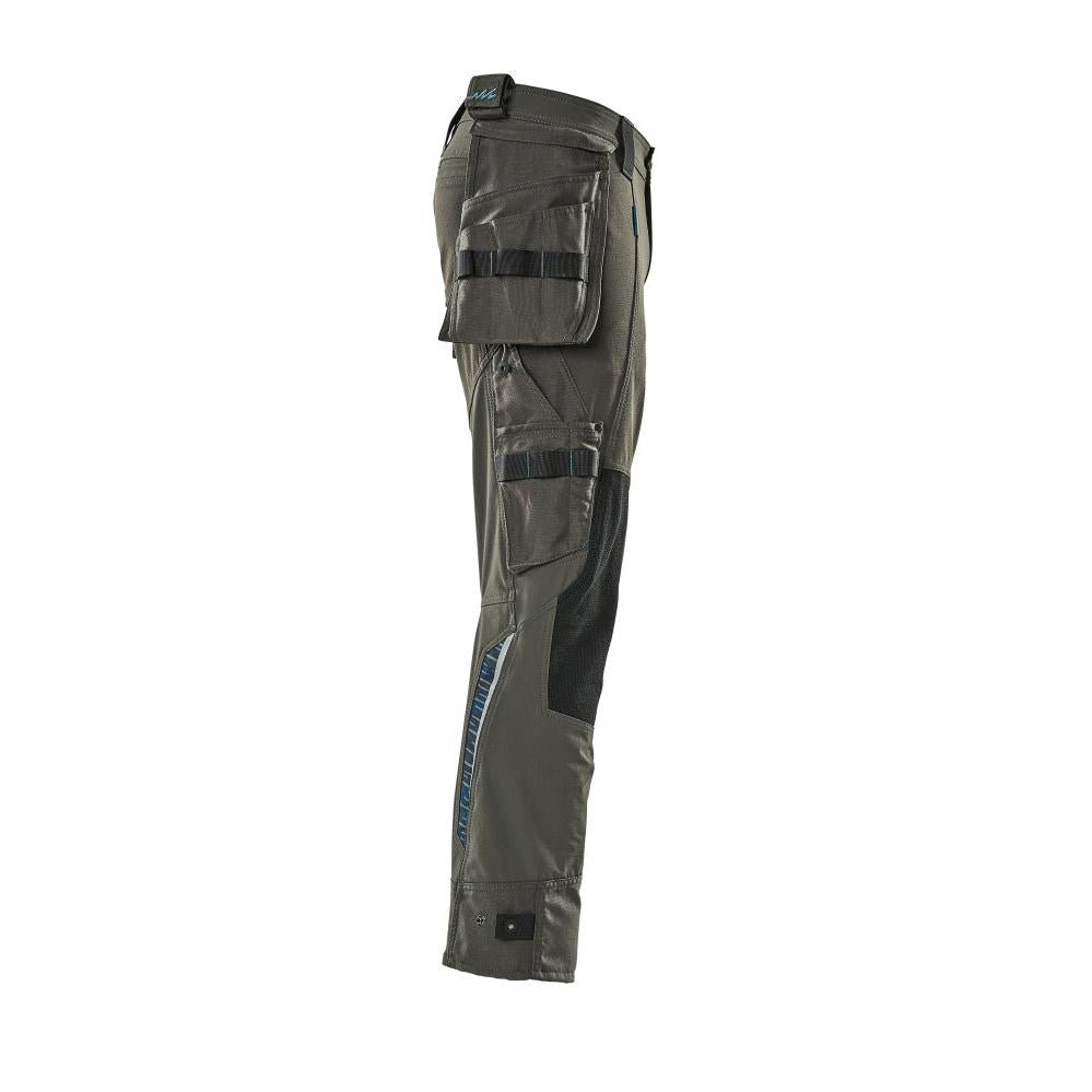 Pantaloni cu buzunare suspendate, pantaloni stretch, antracit închis