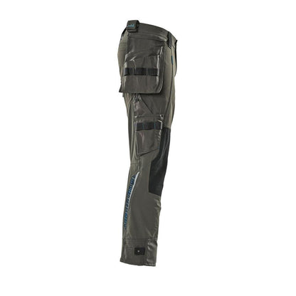 Pantaloni cu buzunare suspendate, pantaloni stretch, antracit închis