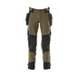 Pantaloni cu buzunare suspendate, pantaloni stretch, verde muschi