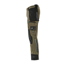 Pantaloni cu buzunare suspendate, pantaloni stretch, verde muschi